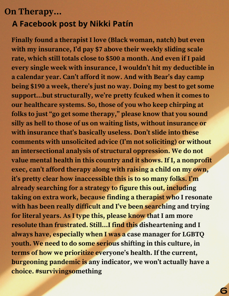 Image description: The background image is of a pale yellow wall with a shadow cast at a 45 degree angle across two thirds of the page. There is a beam of sunshine under the shadow at the same angle. The black text is in a serif font and presented as prose. There is a page number '6' in black in the bottom right corner.